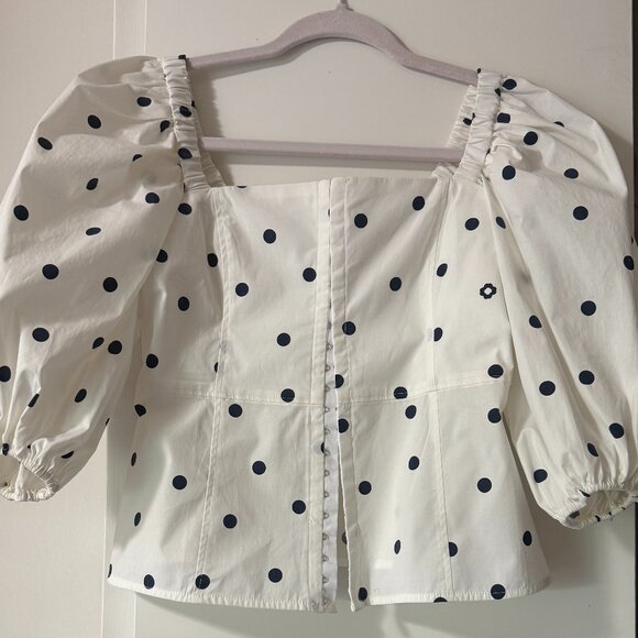 Maje Lanina Women's Dot Print Top - Size 0 - Picture 2 of 5